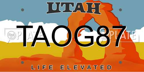 TAOG87 Utah License Plate