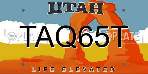 TAQ65T Utah License Plate