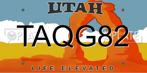 TAQG82 Utah License Plate