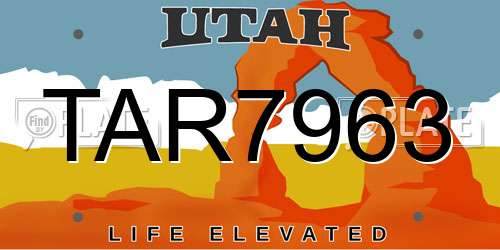 TAR7963 Utah License Plate