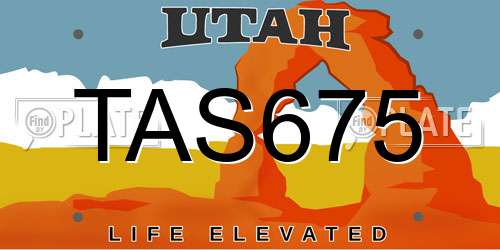 TAS675 Utah License Plate