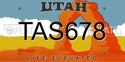 TAS678 Utah License Plate
