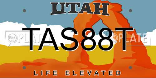 TAS88T Utah License Plate