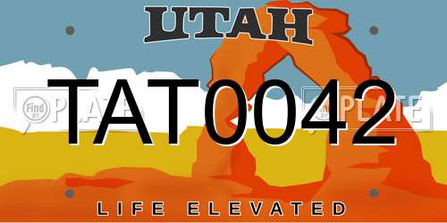 TAT0042 Utah License Plate