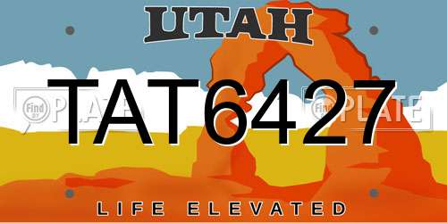TAT6427 Utah License Plate
