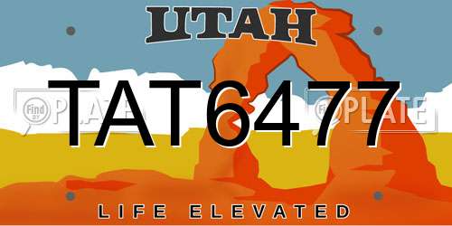 TAT6477 Utah License Plate