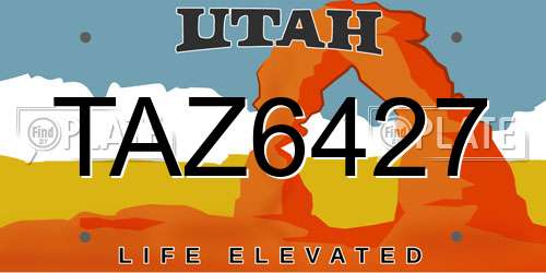 TAZ6427 Utah License Plate