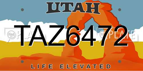 TAZ6472 Utah License Plate