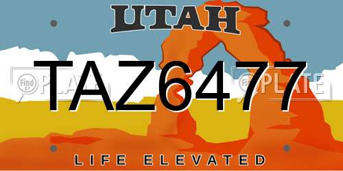 TAZ6477 Utah License Plate
