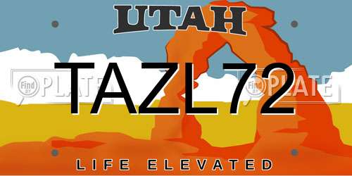 TAZL72 Utah License Plate