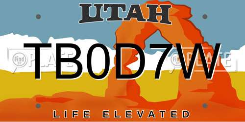 TB0D7W Utah License Plate