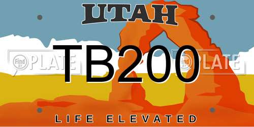 TB200 Utah License Plate