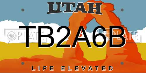 TB2A6B Utah License Plate