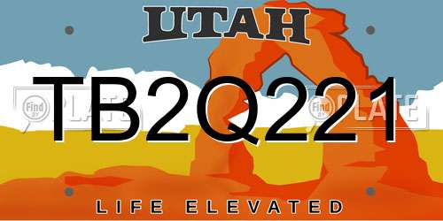 TB2Q221 Utah License Plate