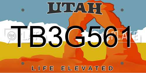 TB3G561 Utah License Plate