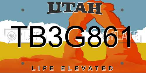 TB3G861 Utah License Plate