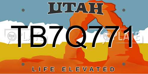 TB7Q771 Utah License Plate