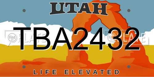 TBA2432 Utah License Plate