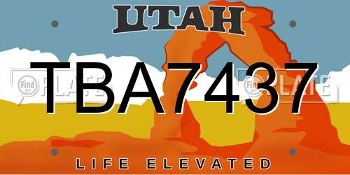 TBA7437 Utah License Plate