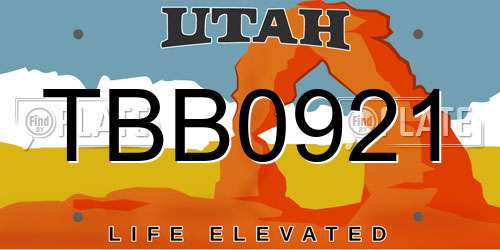 TBB0921 Utah License Plate
