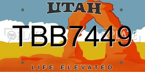 TBB7449 Utah License Plate
