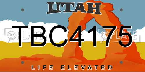 TBC4175 Utah License Plate