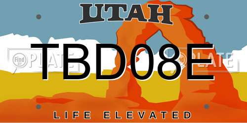 TBD08E Utah License Plate