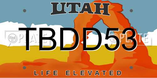 TBDD53 Utah License Plate