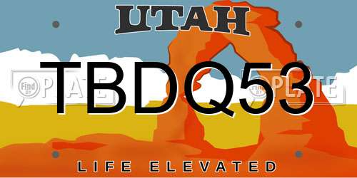 TBDQ53 Utah License Plate