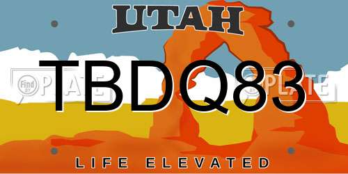 TBDQ83 Utah License Plate