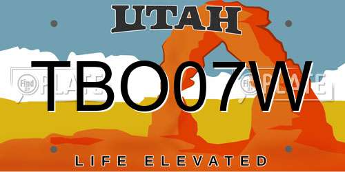 TBO07W Utah License Plate
