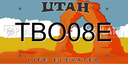 TBO08E Utah License Plate