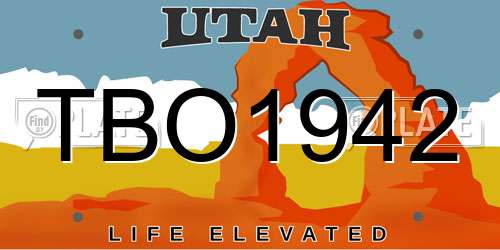TBO1942 Utah License Plate