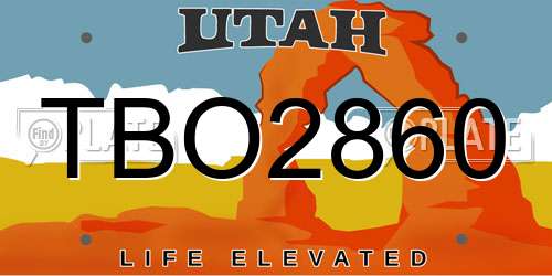 TBO2860 Utah License Plate
