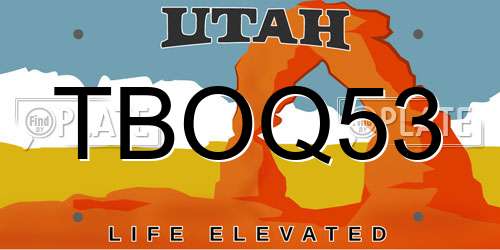 TBOQ53 Utah License Plate