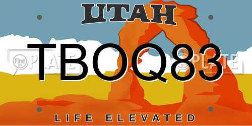 TBOQ83 Utah License Plate