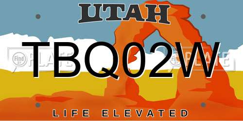 TBQ02W Utah License Plate