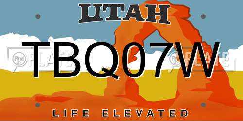 TBQ07W Utah License Plate