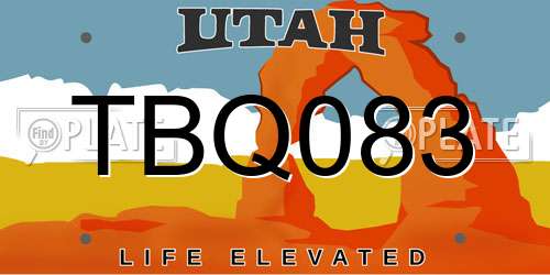 TBQ083 Utah License Plate