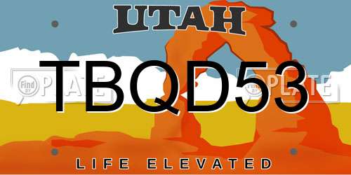 TBQD53 Utah License Plate