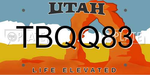 TBQQ83 Utah License Plate