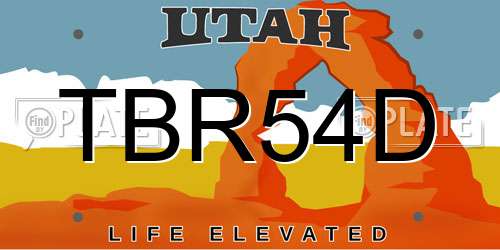TBR54D Utah License Plate