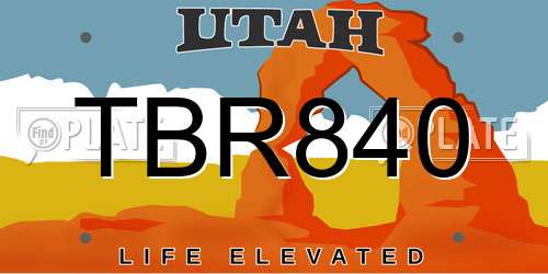 TBR840 Utah License Plate