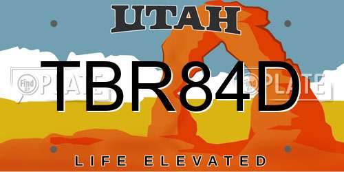 TBR84D Utah License Plate