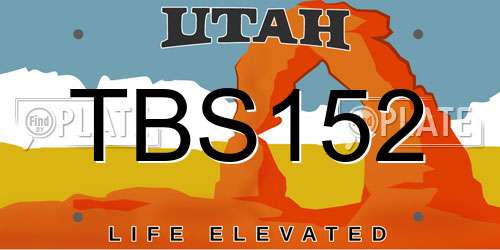 TBS152 Utah License Plate