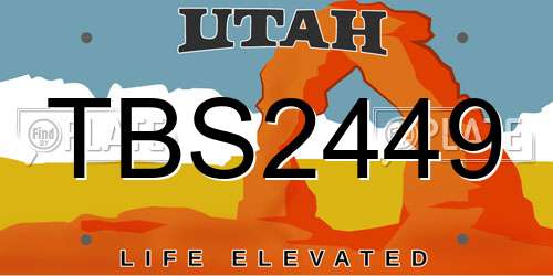 TBS2449 Utah License Plate