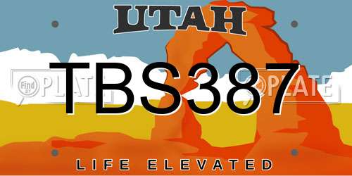 TBS387 Utah License Plate
