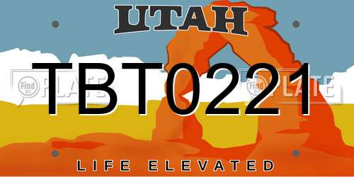 TBT0221 Utah License Plate