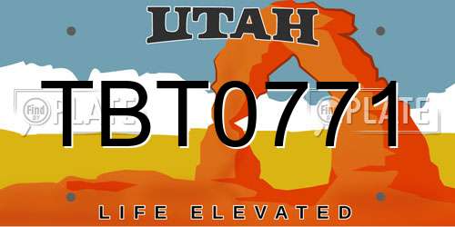 TBT0771 Utah License Plate