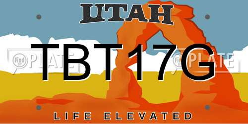 TBT17G Utah License Plate